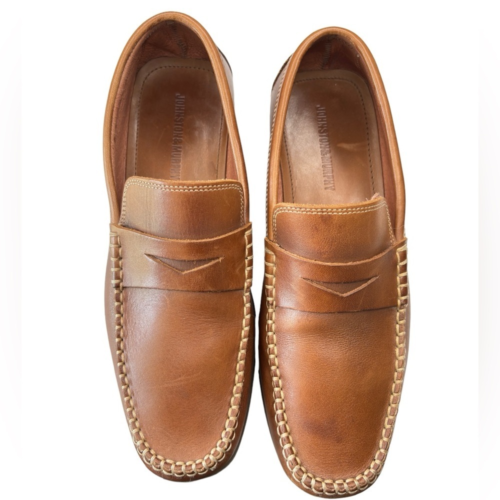 Johnston & Murphy Men's Penny Driving Loafers Moc Toe Shoes Size 8 Brown Leather - Picture 7 of 8